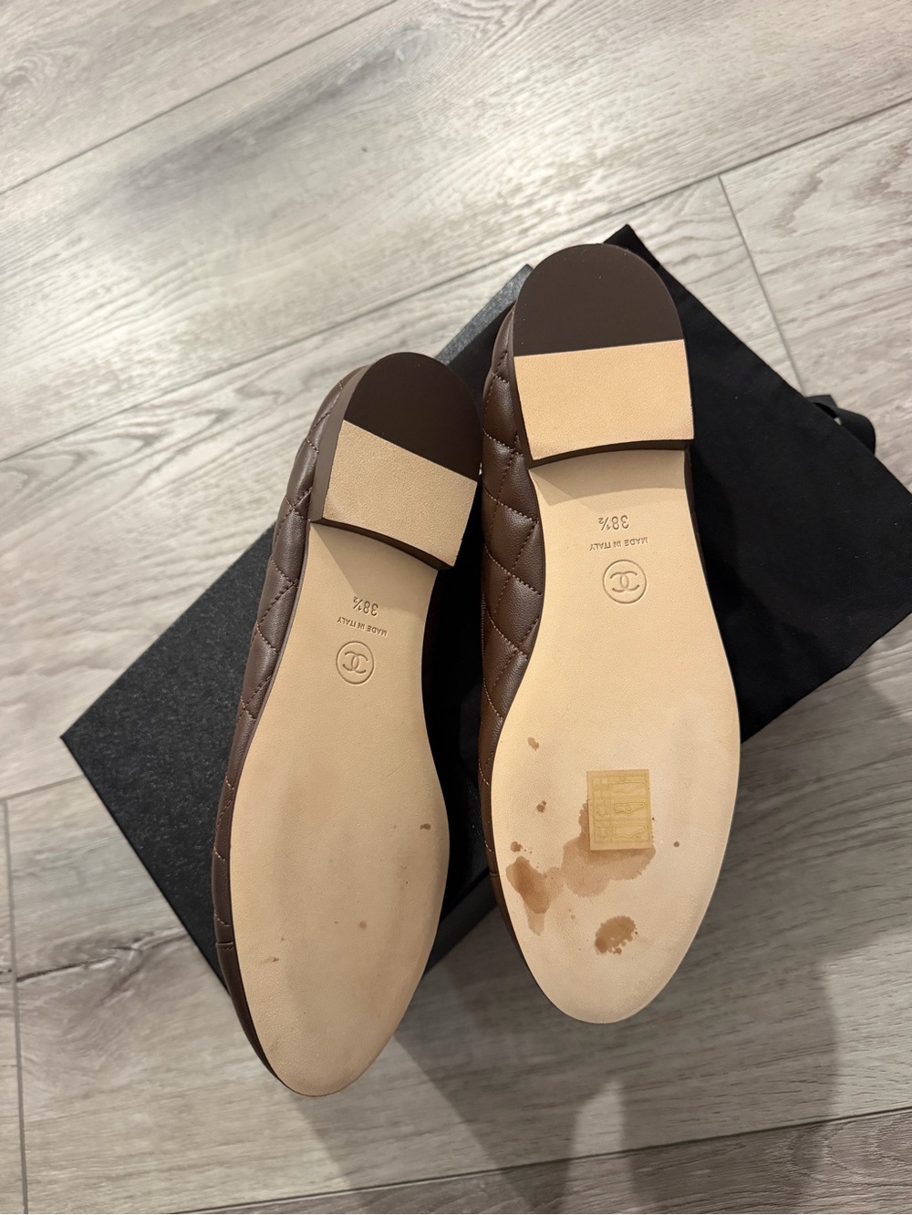 CHANEL Brown Quilted Leather Ballet Flats 8.5 - Picture 9 of 10